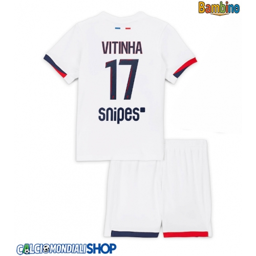 Maglie da calcio Paris Saint-Germain Vitinha #17 Seconda Maglia Bambino 2025-26 Manica Corta + Pantaloni corti)